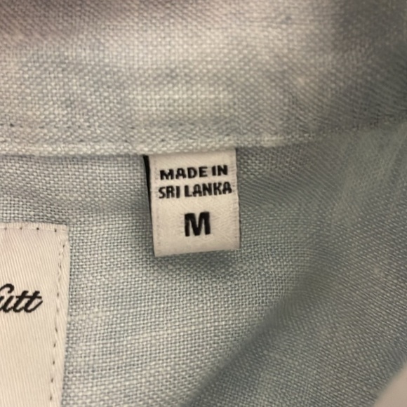 Baird McNutt Linen Murano Slim Fit Mens Blue Roll tab shirt Size Medium - Picture 5 of 6